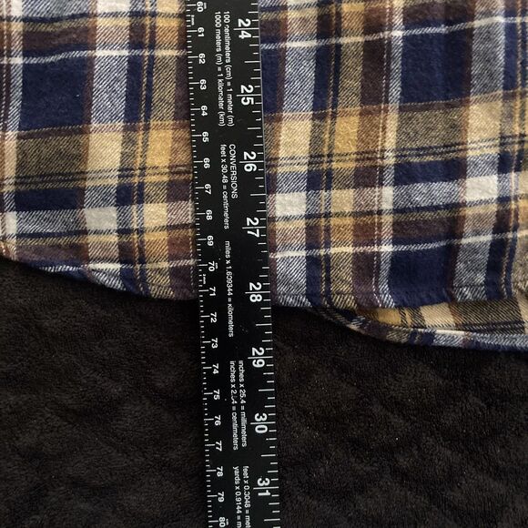 J Crew Flannel XL Blue Yellow Plaid Slim Fit Casual Lumberjack Fall - Picture 5 of 6